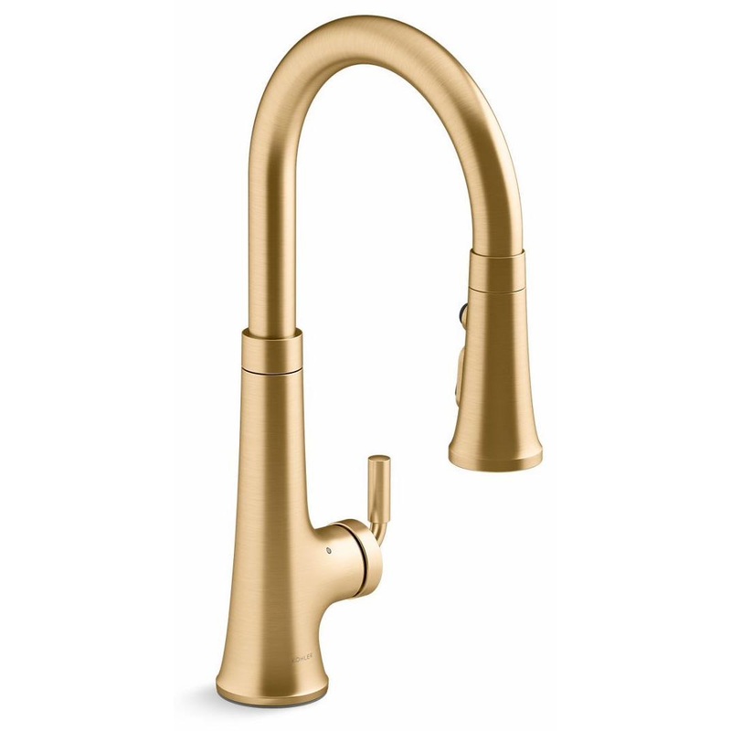 Tone Touchless Kitchen Faucet with Puldown Spray – Vibrant Brushed Moderne Brass 23766-2MB Kohler