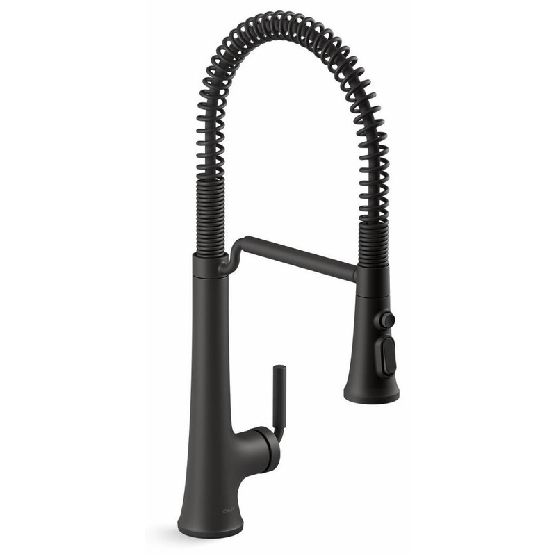 Tone Semi-Professional Kitchen Faucet with Spring Pulldown Spray – Matte Black 23765-BL Kohler