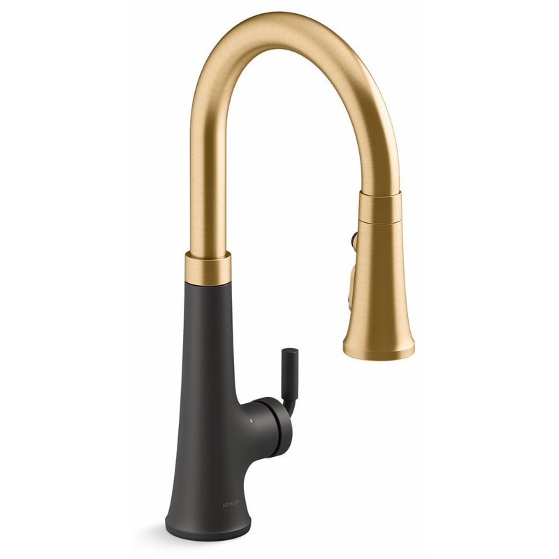 Tone Touchless Smart Kitchen Faucet with Pulldown Spray – Matte Black With Moderne Brass 23766-WB-BMB Kohler