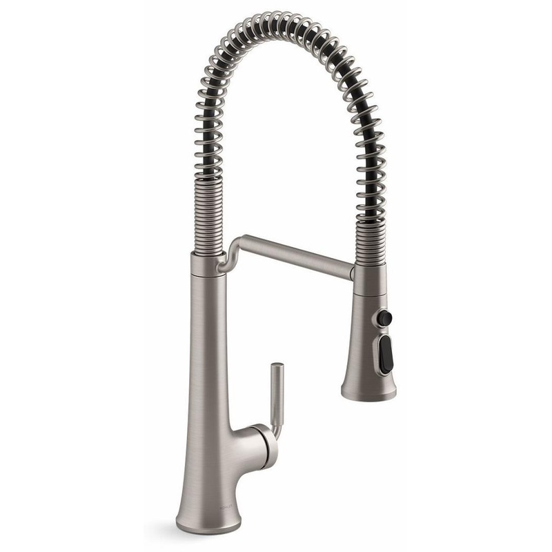 Tone Semi-Professional Kitchen Faucet with Spring Pulldown Spray – Vibrant Stainless 23765-VS Kohler