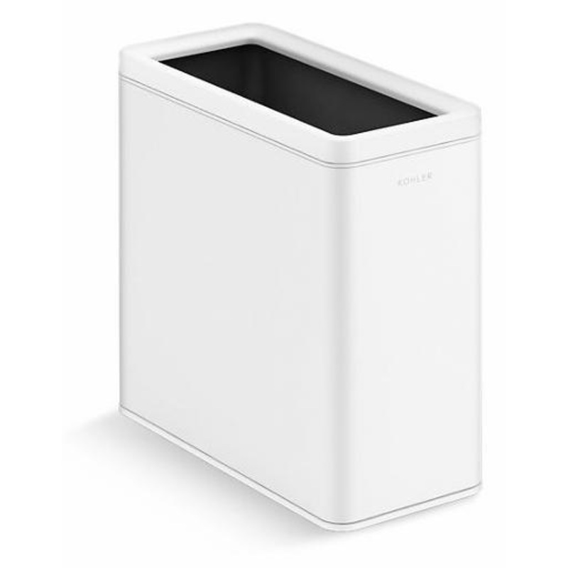 12 Litre Open Top Trash Can – White with Polished Stainless Steel 31313-STW Kohler