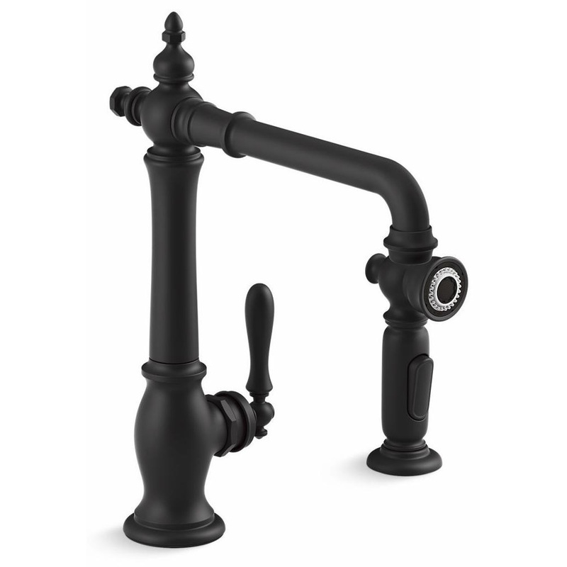 Artifacts Kitchen Faucet with Side Spray – Matte Black 99265-BL Kohler