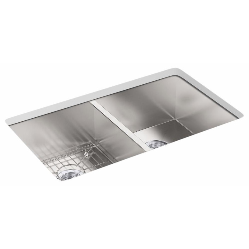Vault 33″ 4-Hole 2 Bowl Dual Mount Kitchen Sink – Stainless Steel 3820-4-NA Kohler