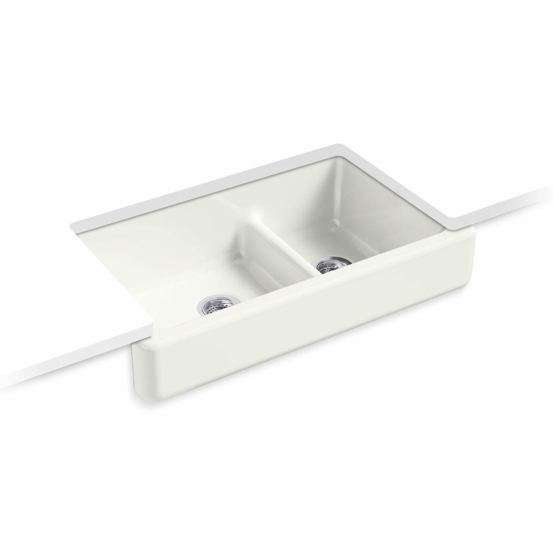 Whitehaven Smart Divide 35-1/2″ 1.75 Bowl Undermount Farmhouse Kitchen Sink with Short Apron – Dune 6426-NY Kohler