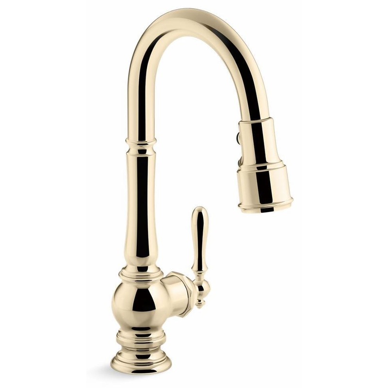 Artifacts Kitchen Faucet with 16″ Pulldown 3-Function Spray – Vibrant French Gold 99261-AF Kohler