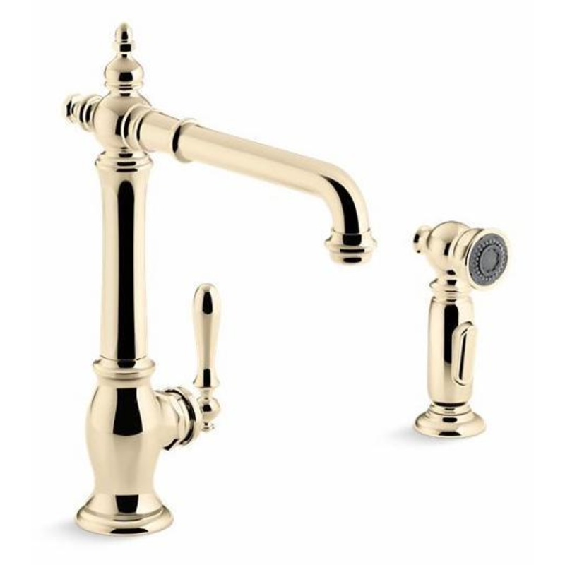 Artifacts Kitchen Faucet with Side Spray – Vibrant French Gold 99265-AF Kohler