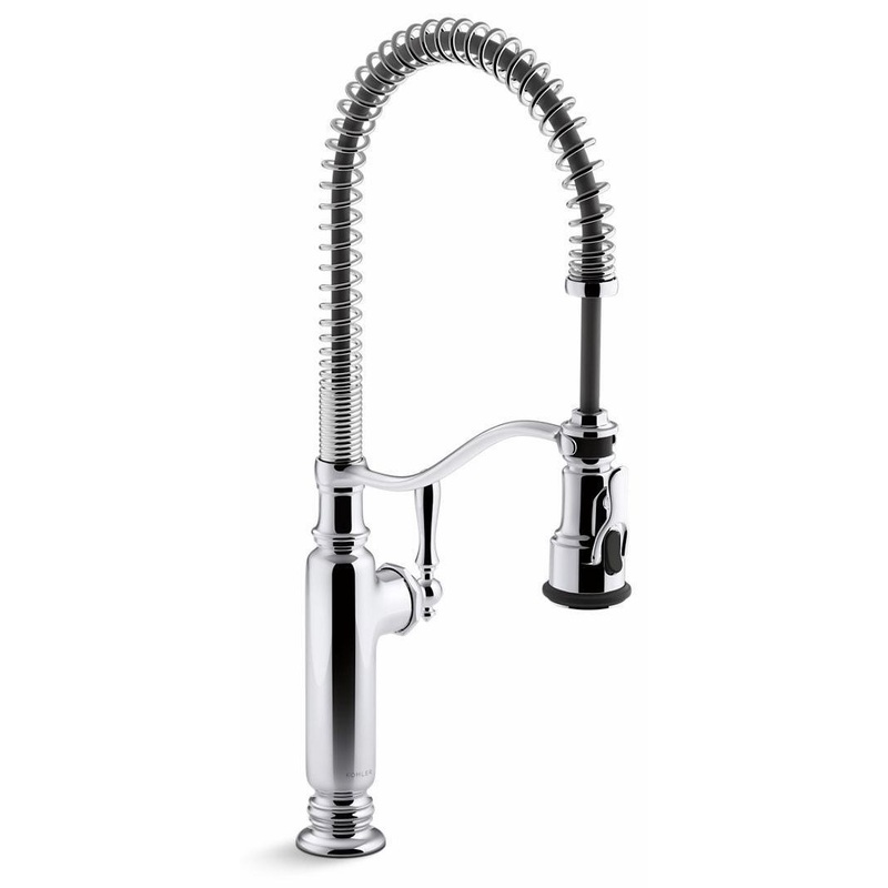 Tournant Semi-Professional Kitchen Faucet with Spring Pulldown Spray – Polished Chrome 77515-CP Kohler