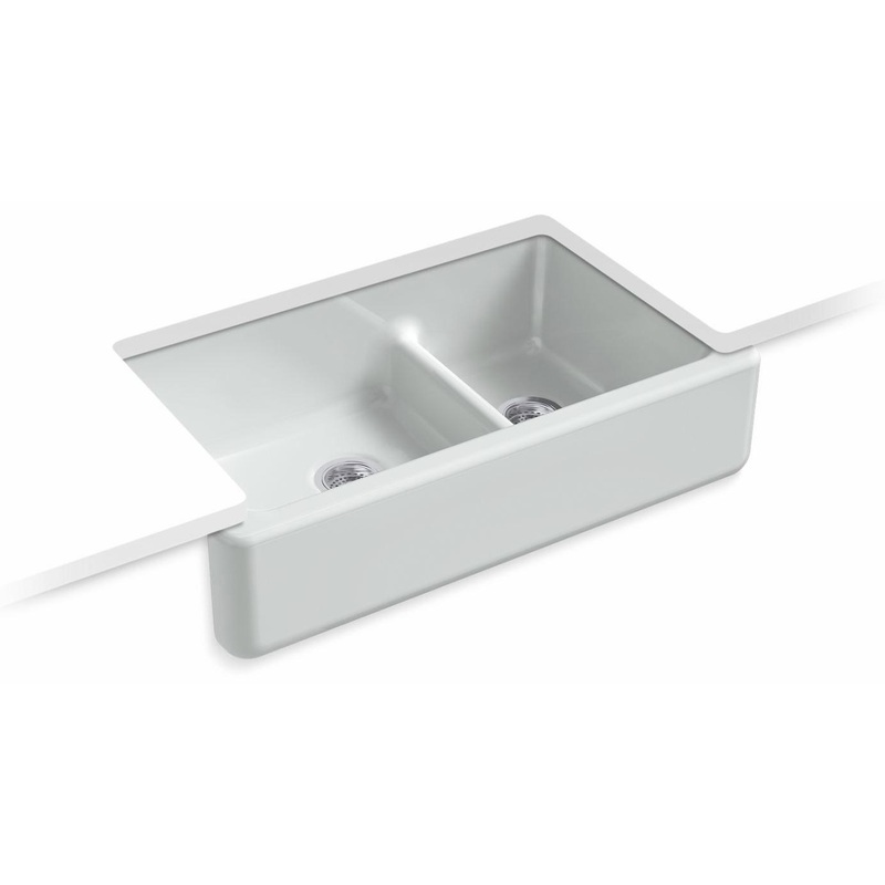 Whitehaven Smart Divide 35-3/4″ 1.75 Bowl Undermount Farmhouse Kitchen Sink – Ice Grey 6427-95 Kohler