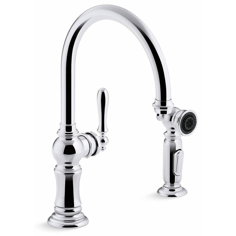 Artifacts 2-Hole Kitchen Faucet with Separate 2-Function Spray – Polished Chrome 99262-CP Kohler