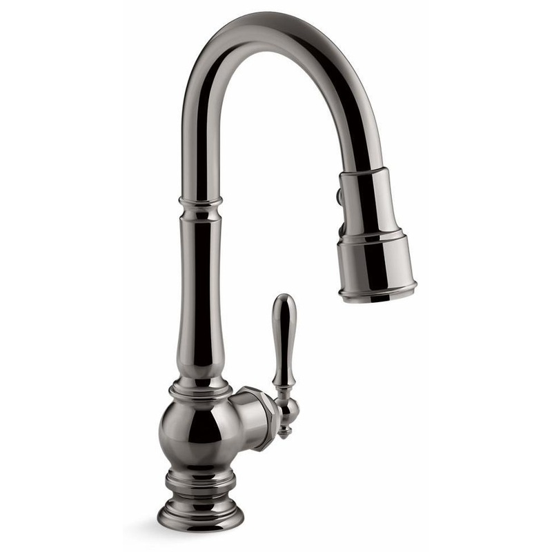 Artifacts Kitchen Faucet with 16″ Pulldown 3-Function Spray – Vibrant Titanium 99261-TT Kohler