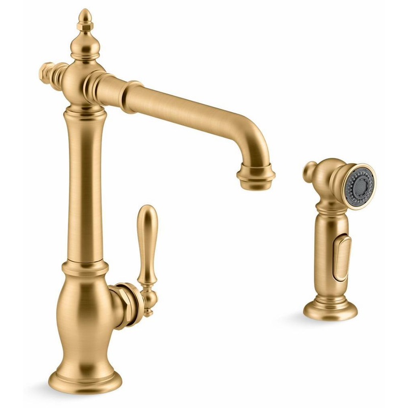 Artifacts Kitchen Faucet with Side Spray – Vibrant Brushed Moderne Brass 99265-2MB Kohler