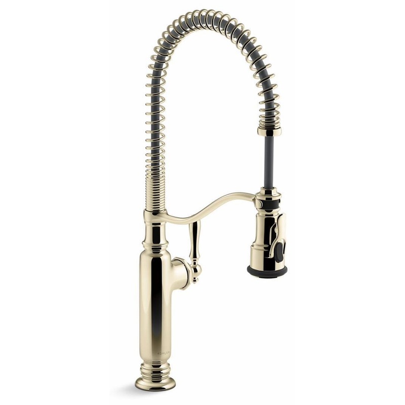 Tournant Semi-Professional Kitchen Faucet with Spring Pulldown Spray – Vibrant French Gold 77515-AF Kohler