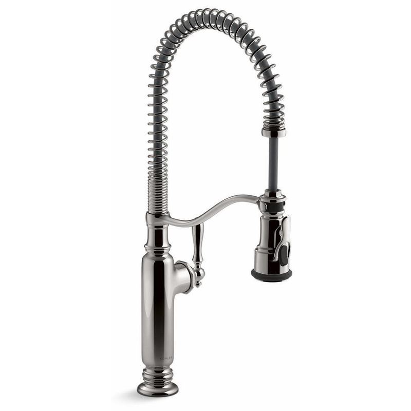 Tournant Semi-Professional Kitchen Faucet with Spring Pulldown Spray – Vibrant Titanium 77515-TT Kohler