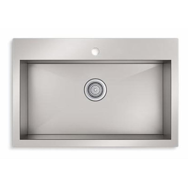 Vault 30.5″ 1-Hole 1 Bowl Dual Mount Kitchen Sink – Stainless Steel 80169-1-NA Kohler