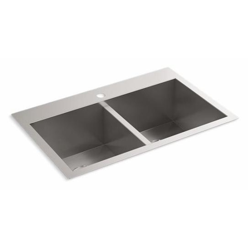 Vault 30.5″ 1-Hole 2 Bowl Dual Mount Kitchen Sink – Stainless Steel 80167-1-NA Kohler