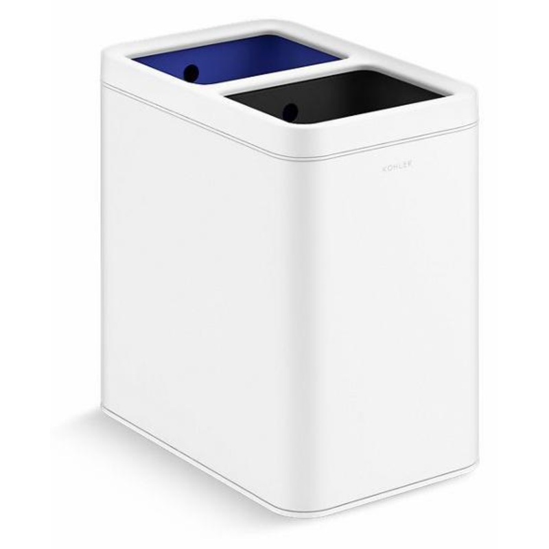 22 Litre Dual Compartment Open Top Trash Can – Stainless Steel + White 31315-STW Kohler