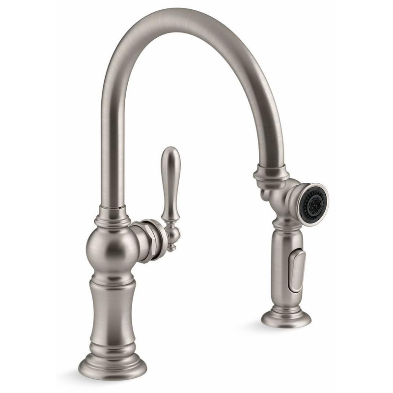 Artifacts 2-Hole Kitchen Faucet with Separate 2-Function Spray – Vibrant Stainless 99262-VS Kohler