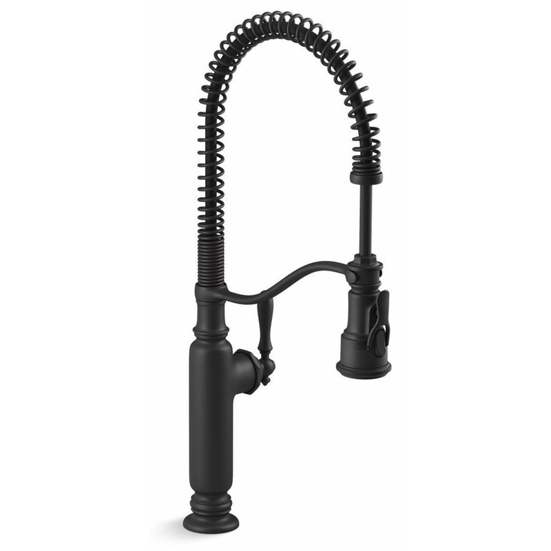 Tournant Semi-Professional Kitchen Faucet with Spring Pulldown Spray – Matte Black 77515-BL Kohler