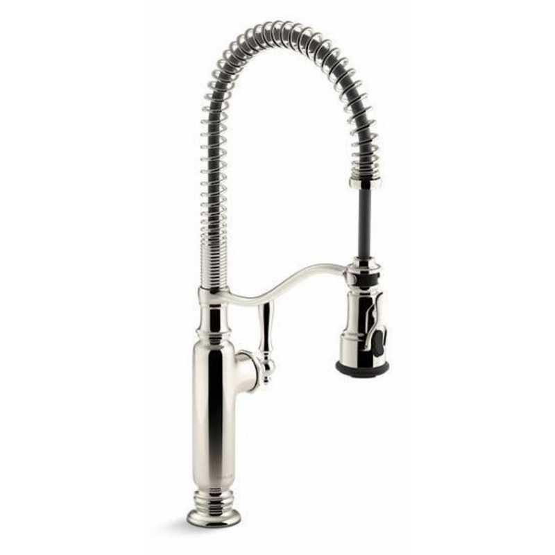 Tournant Semi-Professional Kitchen Faucet with Spring Pulldown Spray – Vibrant Polished Nickel 77515-SN Kohler