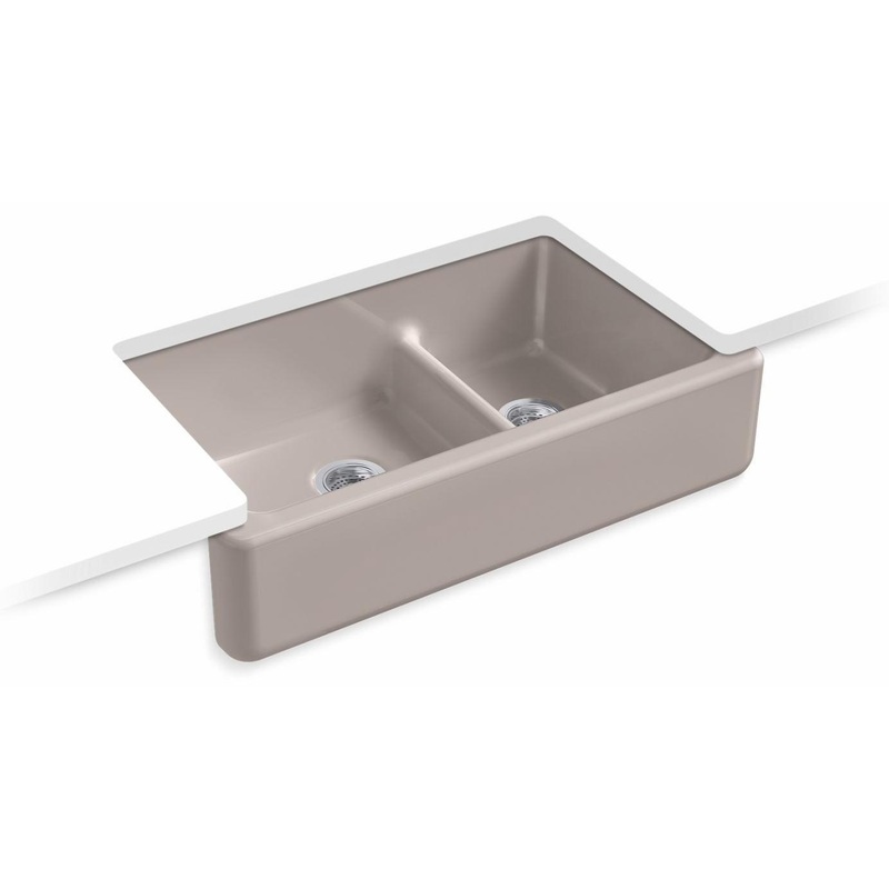 Whitehaven 35-3/4″ 2 Bowl Undermount Farmhouse Kitchen Sink – Truffle 6427-TRF Kohler