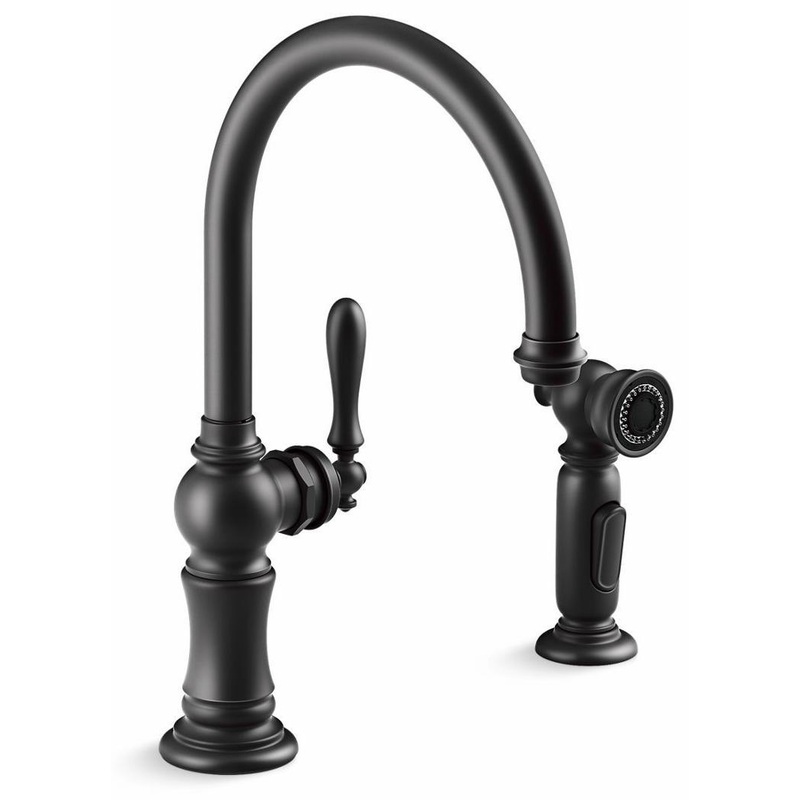 Artifacts 2-Hole Kitchen Faucet with Separate 2-Function Spray – Matte Black 99262-BL Kohler