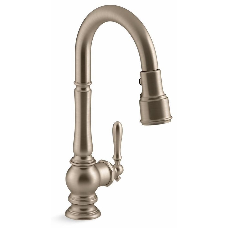 Artifacts Kitchen Faucet with 16″ Pulldown 3-Function Spray – Vibrant Brushed Bronze 99261-BV Kohler