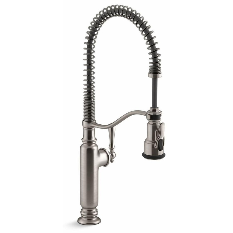 Tournant Semi-Professional Kitchen Faucet with Spring Pulldown Spray – Vibrant Stainless 77515-VS Kohler