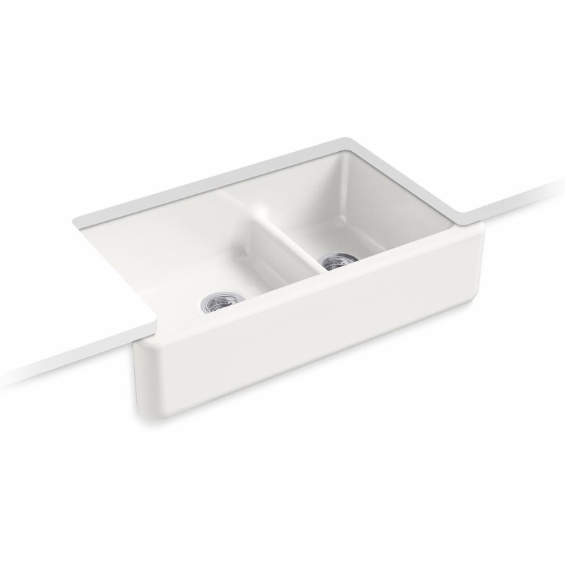 Whitehaven Smart Divide 35-3/4″ 1.75 Bowl Undermount Farmhouse Kitchen Sink – Sea Salt 6427-FF Kohler