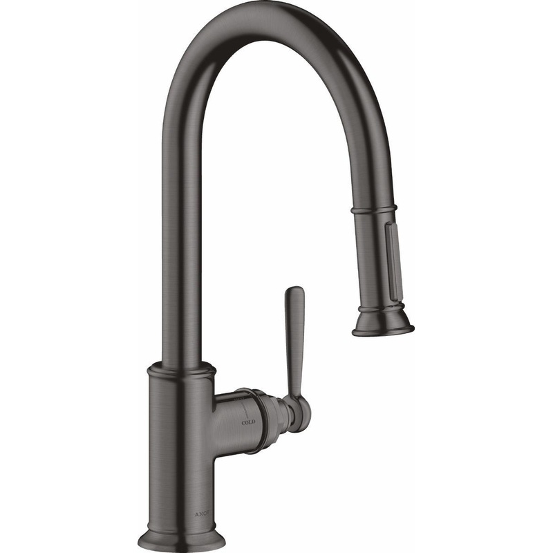 Axor Montreux Prep Faucet with Pulldown Spray – Brushed Black Chrome 16584341 Axor
