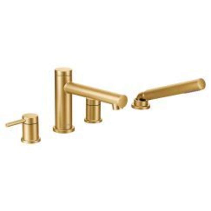 Align Roman Tub Faucet Trim with Hand Shower – Brushed Gold T394BG Moen