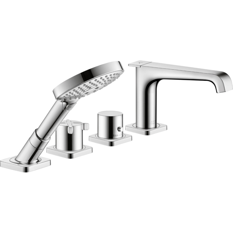 Axor Citterio E 4-Hole Roman Tub Faucet Trim with Hand Shower – Chrome 36413001 Axor