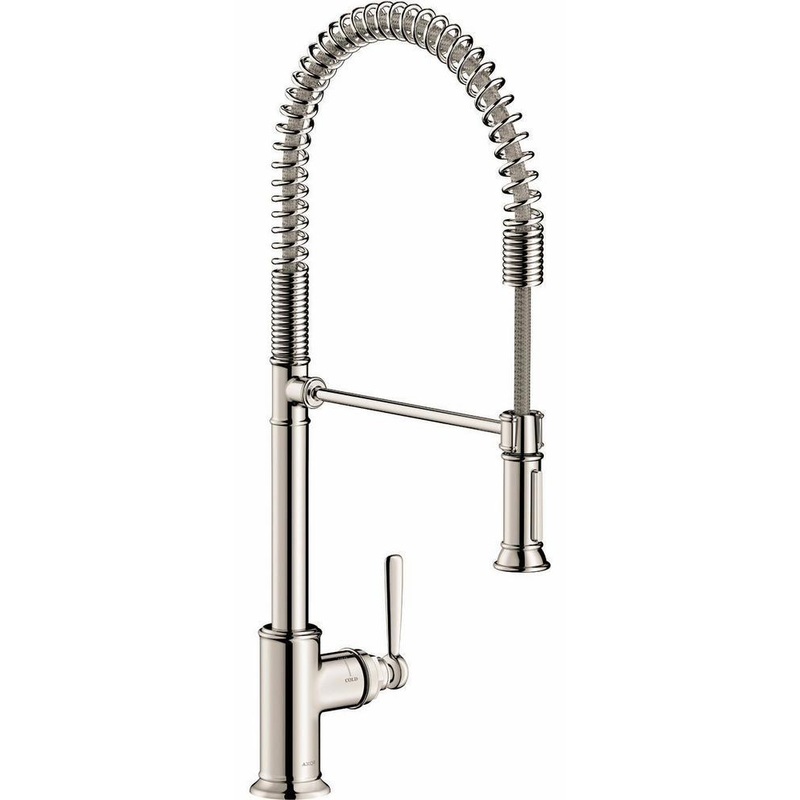 Axor Montreux Semi-Pro Kitchen Faucet with Spring Pulldown Spray – Polished Nickel 16582831 Axor