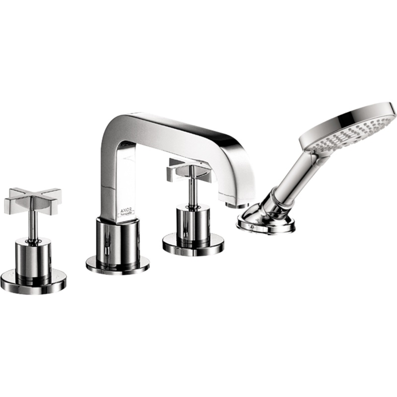 Axor Citterio 4-Hole Roman Tub Faucet Trim with Hand Shower – Chrome 39461001 Axor