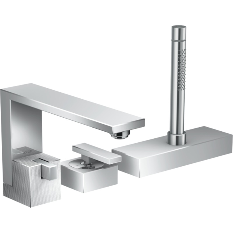 Axor Edge 3-Hole Roman Tub Faucet Trim with Hand Shower – Chrome 46431001 Axor