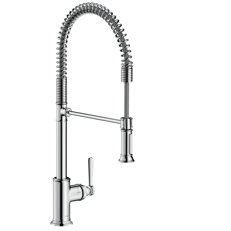 Axor Montreux Semi-Pro Kitchen Faucet with Spring Pulldown Spray – Chrome 16582001 Axor