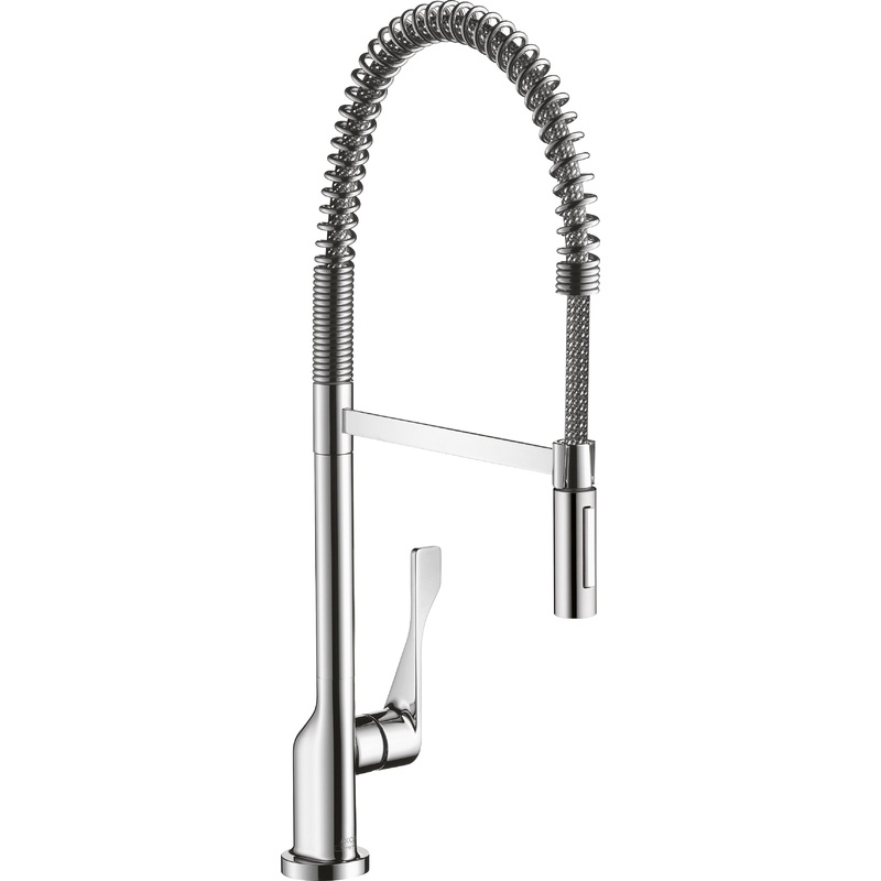 Axor Citterio Semi-Pro Kitchen Faucet with Spring Pulldown Spray – Chrome 39840001 Axor