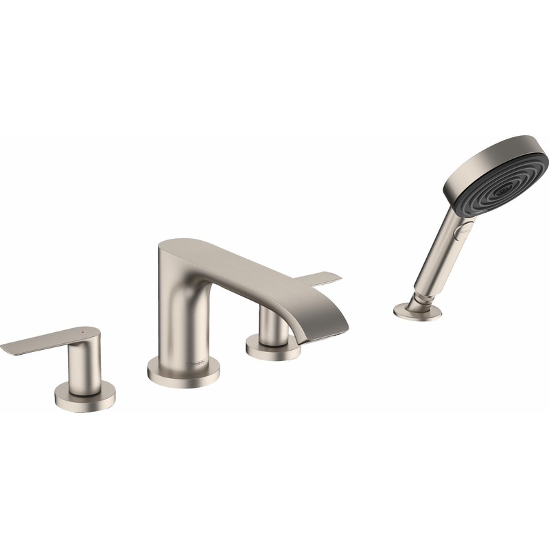 Vivenis 4-Hole Roman Tub Faucet Trim With Hand Shower – Brushed Nickel 75443821 Hansgrohe