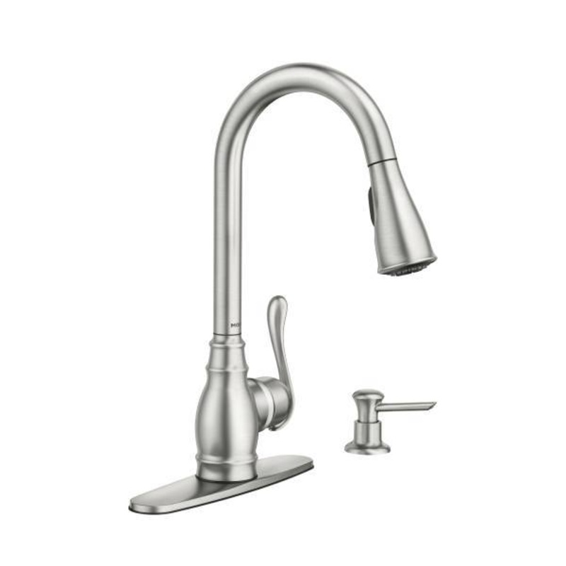 Anabelle Kitchen Faucet with Pulldown Spray and Soap Dispenser – Spot Resist Stainless CA87003SRS Moen