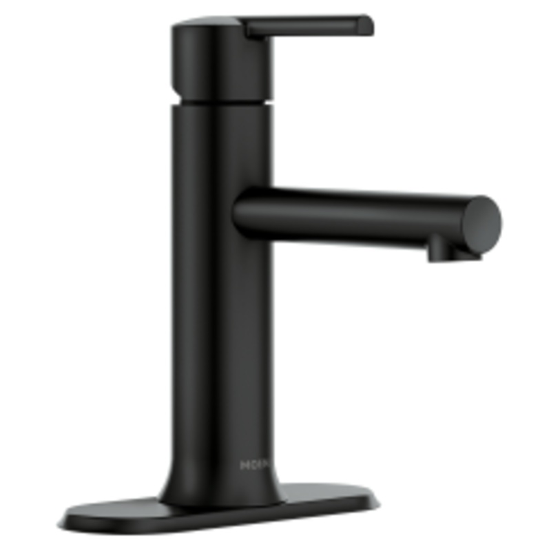 Arlys Single Hole Bathroom Faucet with Escutcheon – Matte Black 84770BL Moen