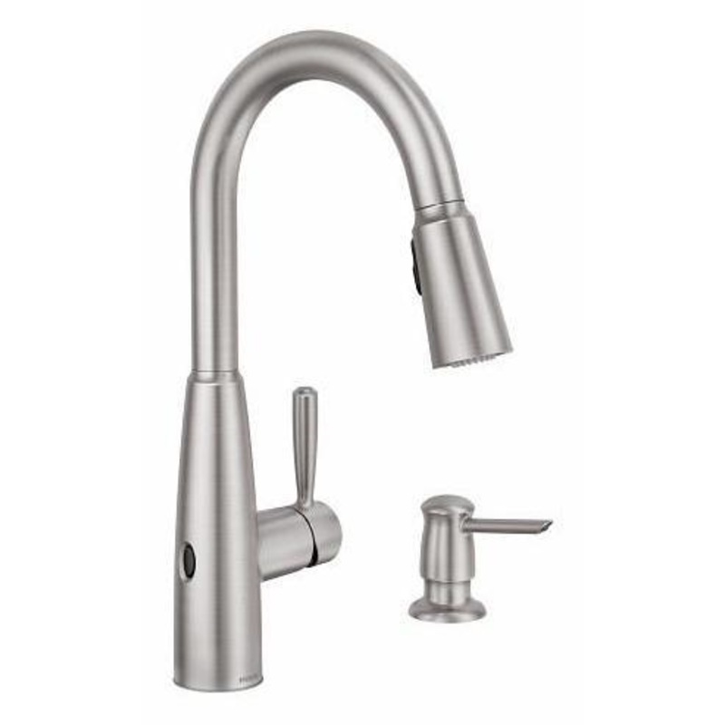 Sperry MotionSense Wave Kitchen Faucet with Pulldown Spray and Soap Dispenser – Spot Resist Stainless 87696EWSRS Moen