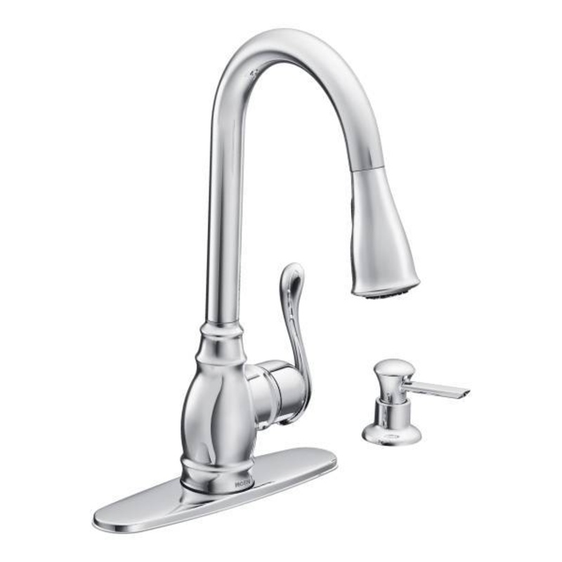 Anabelle Kitchen Faucet with Pulldown Spray and Soap Dispenser – Chrome CA87003 Moen