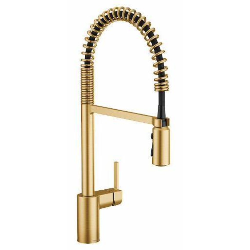 Align Pre-Rinse Kitchen Faucet with Spring Pulldown Spray – Brushed Gold 5923BG Moen