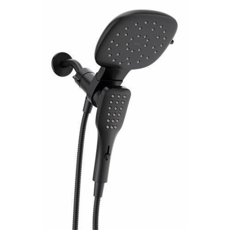 Verso 8-F Square Shower Head and Hand Shower Combo with Infiniti Dial and Magnetix Dock – Matte Black 220C4EPBL Moen