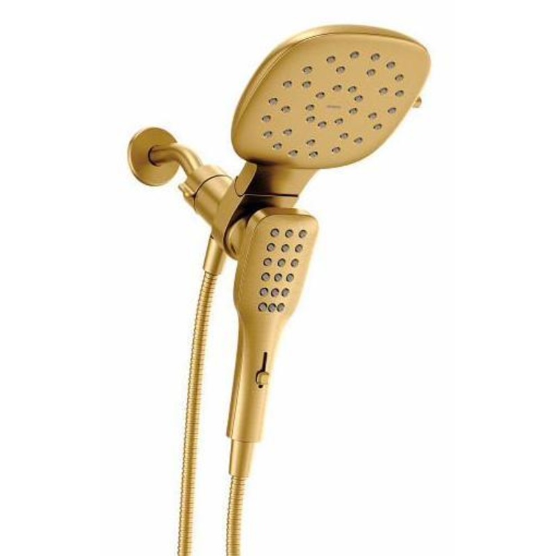Verso Square Shower Head and Hand Shower Combo with Infiniti Dial and Magnetix Dock – Brushed Gold 220C5BG Moen