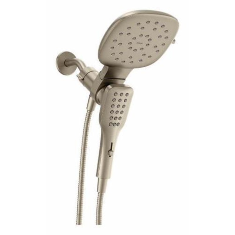 Verso Square Shower Head and Hand Shower Combo with Infiniti Dial and Magnetix Dock – Brushed Nickel 220C5BN Moen