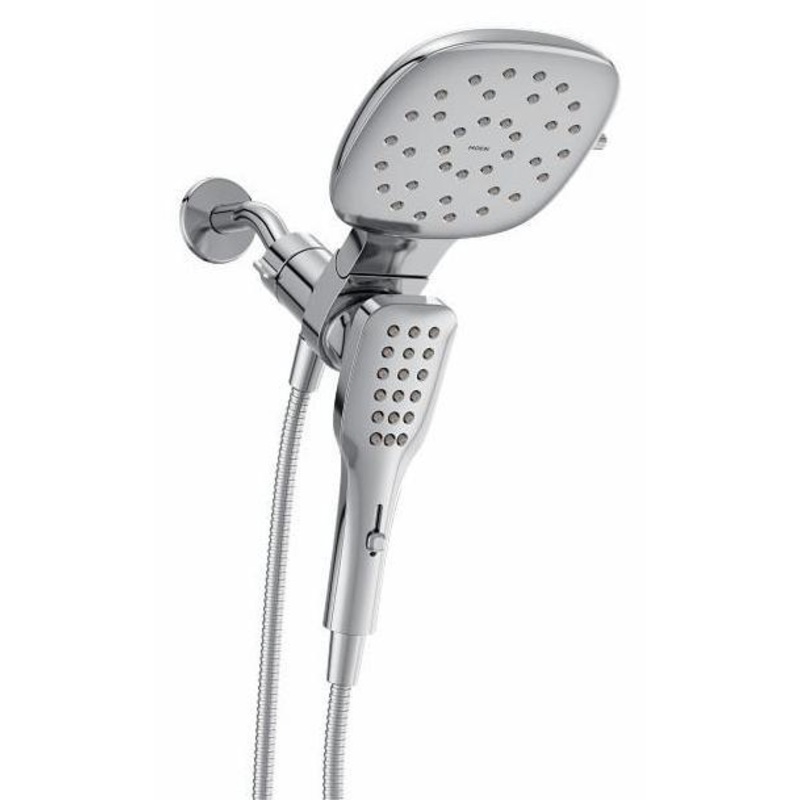Verso Square Shower Head and Hand Shower Combo with Infiniti Dial and Magnetix Dock – Chrome 220C5 Moen