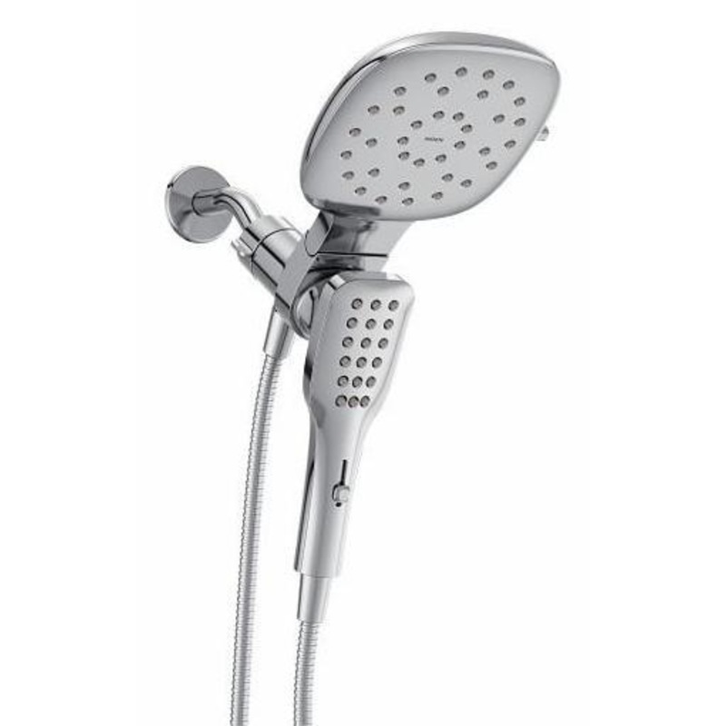 Verso Square Shower Head and Hand Shower Combo with Infiniti Dial and Magnetix Dock – Chrome 220C5EP Moen