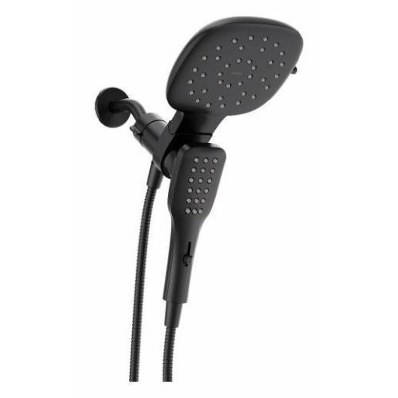 Verso Square Shower Head and Hand Shower Combo with Infiniti Dial and Magnetix Dock – Matte Black 220C5EPBL Moen