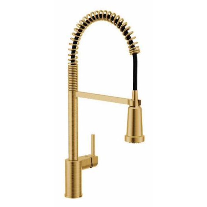 Align Pre-Rinse Filtration Kitchen Faucet with Spring Pulldown Spray – Brushed Gold F5923BG Moen