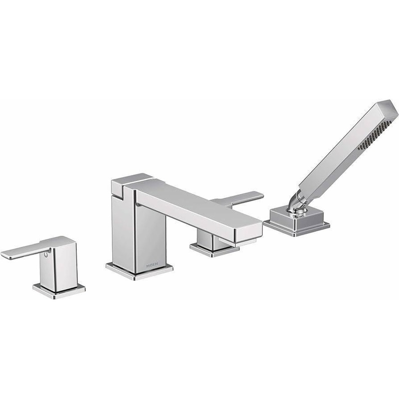 90 Degree 4-Hole Roman Tub with Hand Shower Trim – Chrome TS914 Moen
